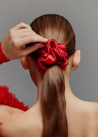 Scrunchie Red Silk