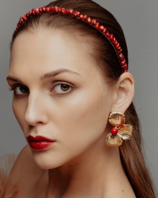 Kolczyki Red Lilia- Coral Flower